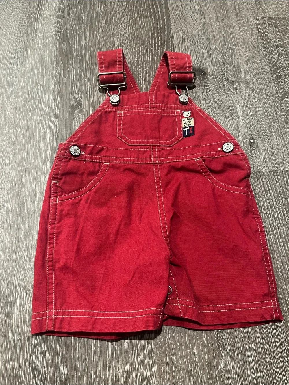 Vintage Carters Red Denim Overalls 90s Y2K Red Twill 0/3 Month (B4)